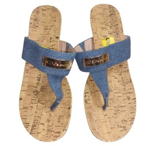 BCBG Denim Wedge Sandals